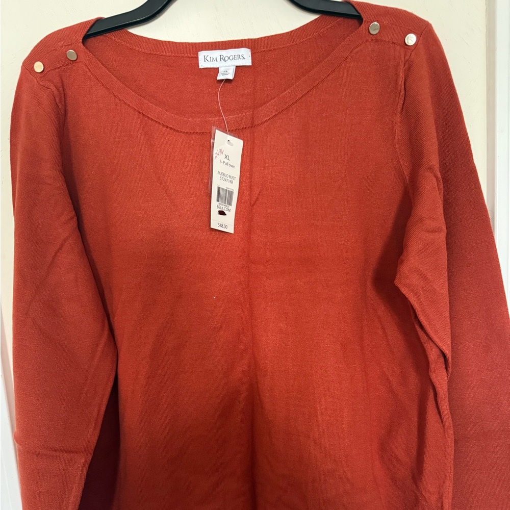 Kim Rogers Burnt Orange Long Sleeve Top size XL